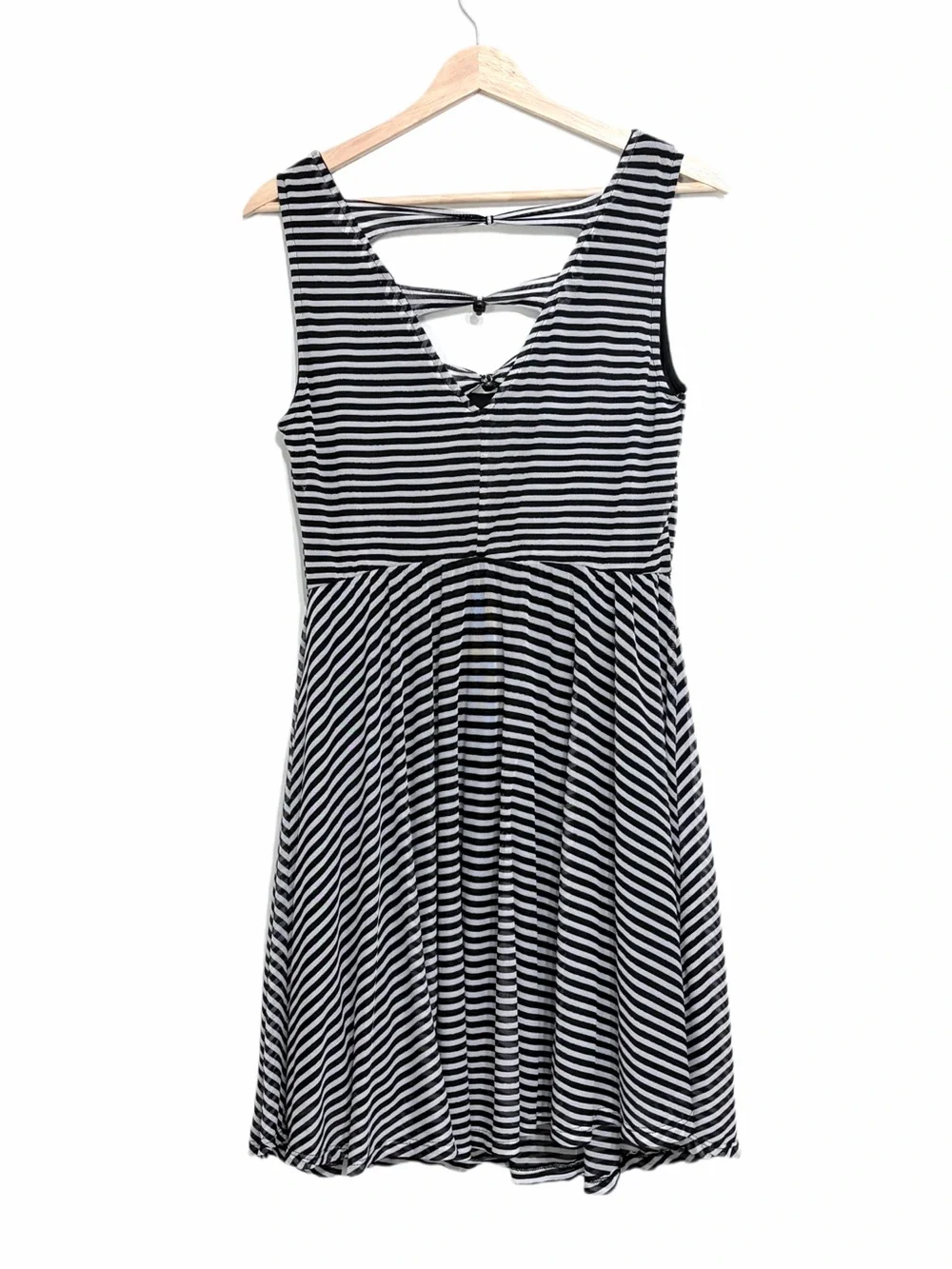 Hot Topic Tank Dress with Back Tie Detail in Black & White Juniors Large *Flawed